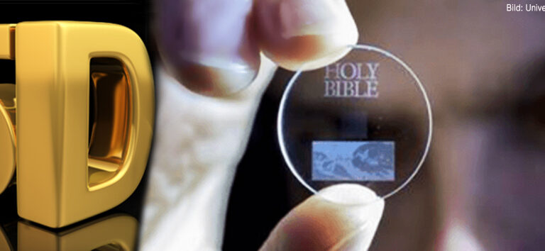 Datenspeicher der Zukunft? Eine kleine Nano-Glasdisc speichert 360 TByte Daten in 5D