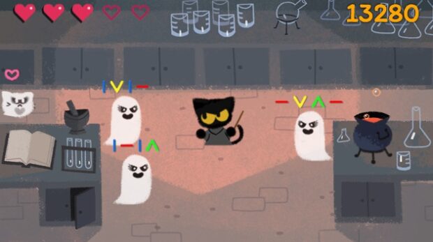 Magic Cat Academy: Mini-Spiel mit Gespenstern und einer süßen Zauberkatze.