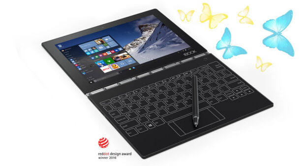 Das Lenovo Yoga Book verfügt über ein riesiges Touchpad, das Tastatur sein kann, aber auch anderes (Bild: Lenovo)