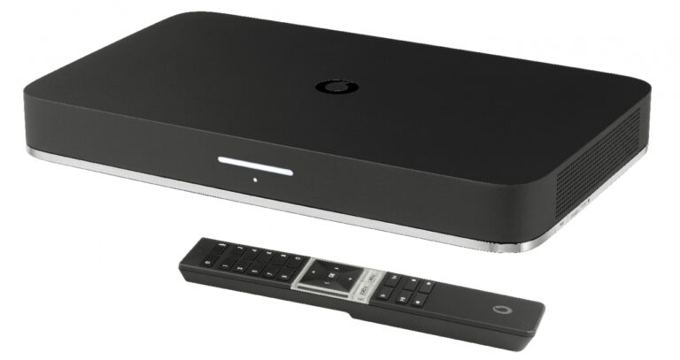 Größer als ein Chromecast: Die Settop-Box Vodafone GigaTV 4K (Bild: Vodafone)