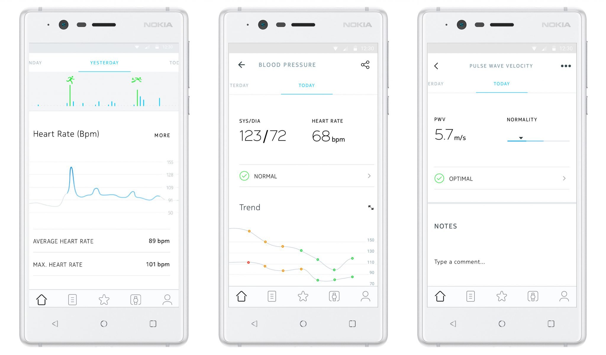 Alle Daten laufen in der App Nokia Health Mate zusammen und werden ansprechend aufbereitet (Bilder: Nokia)