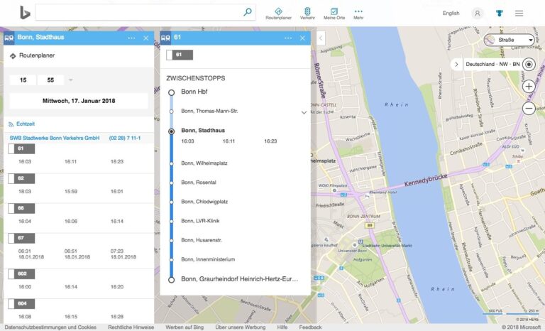 Bing Maps Karten Nahverkehr