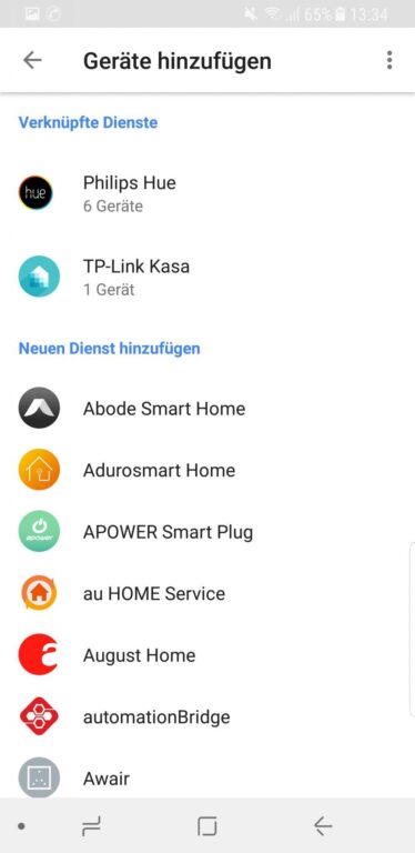Smart Home Steuerung im Google Assistant. (Foto: Screenshot)