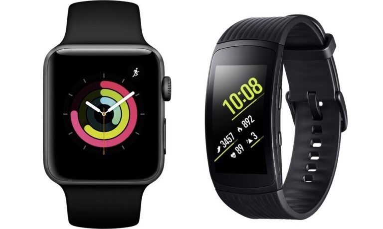 Smartwatches Apple Watch und Samsung Gear Fit2 Pro