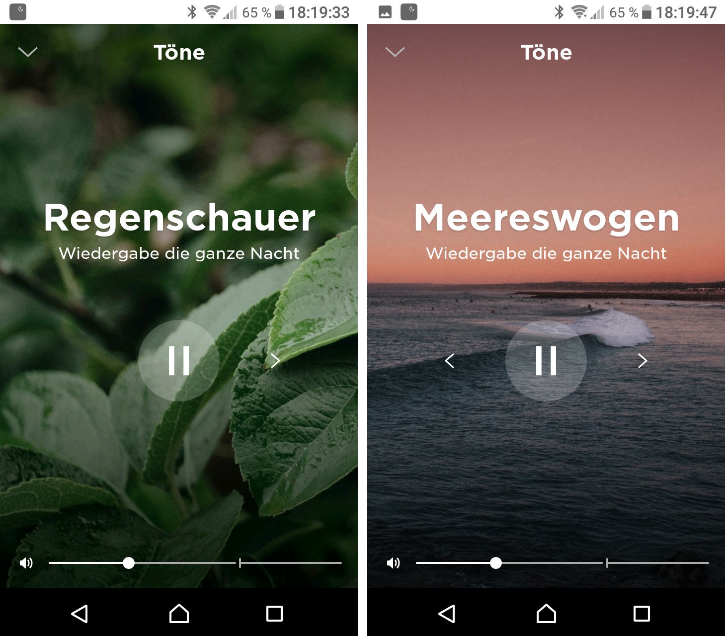 Die Bose Sleep App bietet aktuell zehn Soundschleifen zur Auswahl (Screenshots)