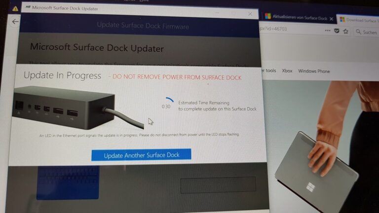 Ich musste natürlich das Surface Dock aktualisieren. (Foto: Screenshot / Sven Wernicke)