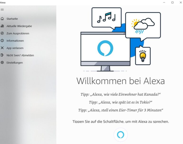 Viele Optionen bietet die Alexa-App für Windows 10 nicht. (Foto: Screenshot)