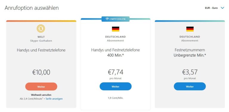 Skype mit Alexa kostet Geld. (Foto: Microsoft / Screenshot)