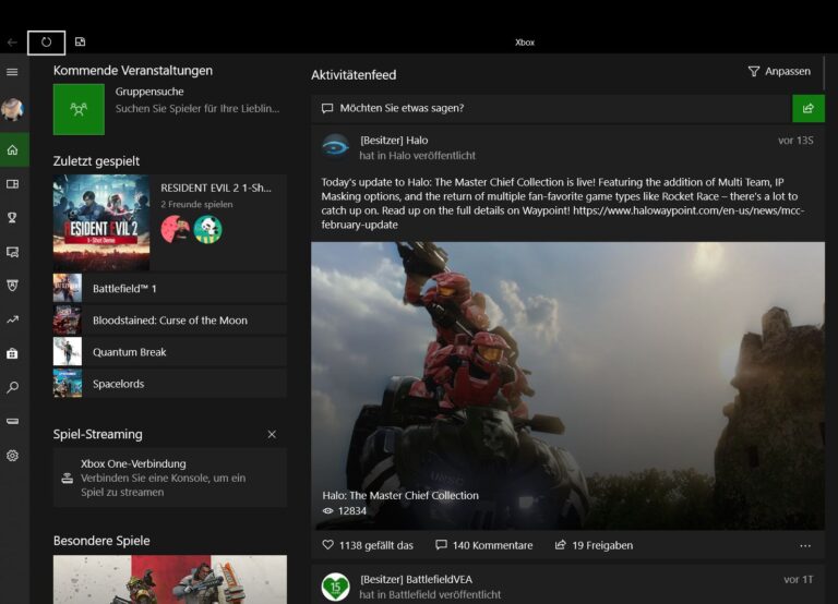 Die Xbox-App unter Windows ist Bestandteil von Windows 10. (Foto: Screenshot / Sven Wernicke)