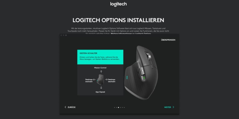 Software Logitech Options mit vielen Einstellmöglichkeiten