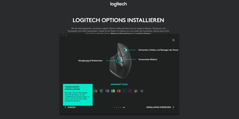 Software Logitech Options mit vielen Einstellmöglichkeiten