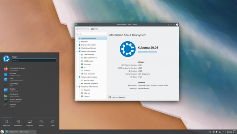 Kubuntu 20.04 mit dem KDE/Plasma-Desktop