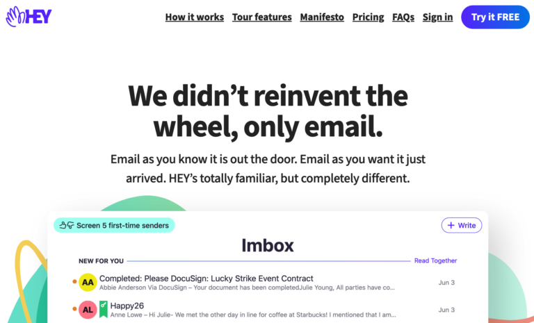 Hey.com und der Werbeslogan, man habe das Rad nicht neu erfunden, aber die E-Mail.