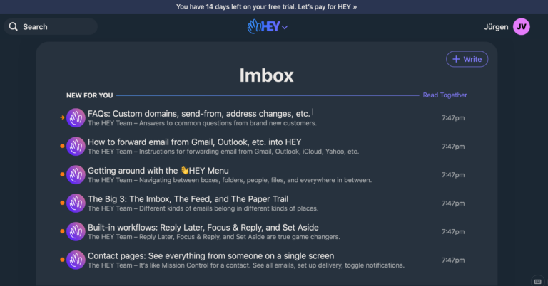 Die Hey.com "Imbox"