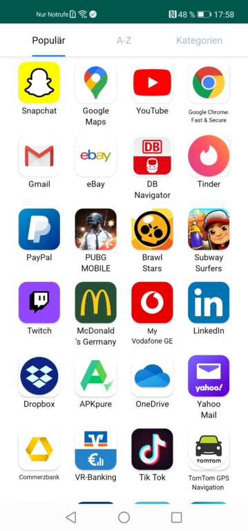 AppSuche ist ein praktischer Helfer. (Screenshot)
