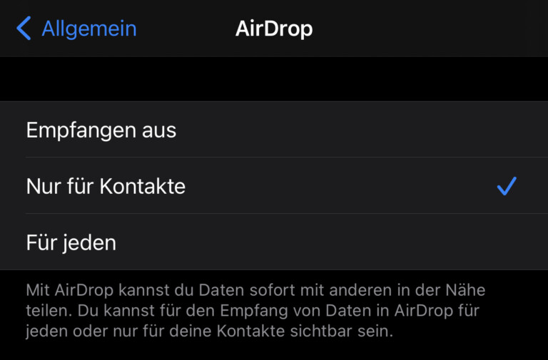 AirDrop geht auch unter Freunden