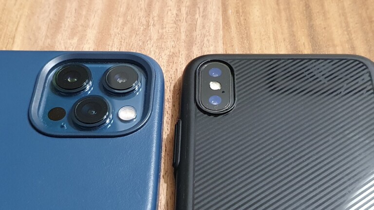 Das iPhone 12 Pro Max (links) hat ein wesentlich größeres Kameramodul als das iPhone X. Für die deutlich besseren Bilder sorgt aber in erster Linie der schnellere Prozessor.