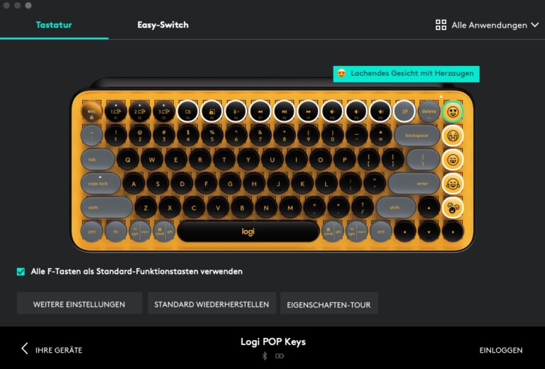 Logitech Pop Keys Tastatur: Einstellungen