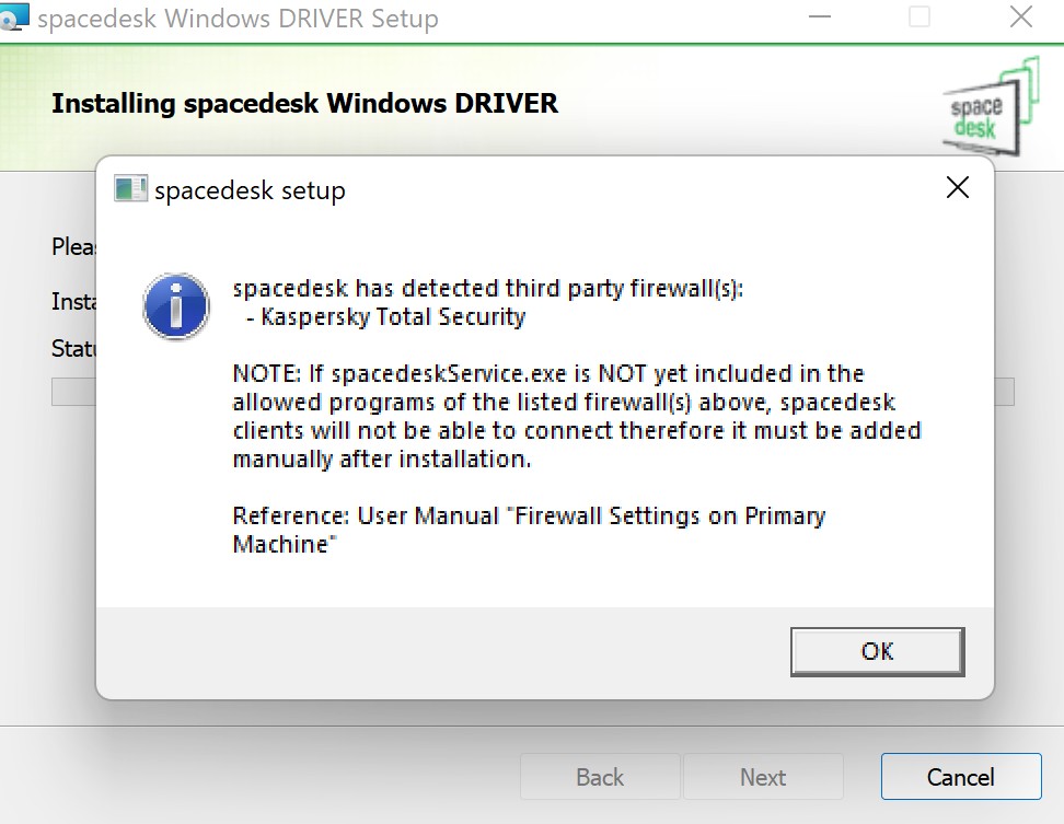 Die Firewall muss auch wissen, dass du Spacedesk verwendest. (Screenshot)