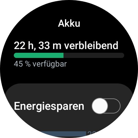 In den Akku-Einstellungen findest du die Info zur geschätzigen Laufzeit. (Screenshot)