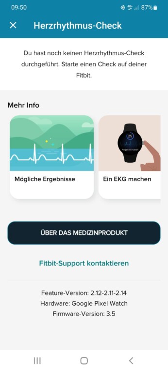 Herzfrequenz gibt's in der Fitbit-App, sofern du alle Updates installiert hast. (Screenshot)
