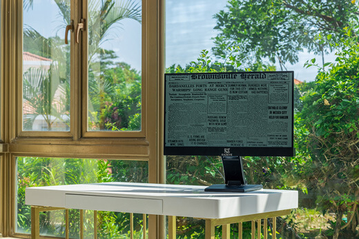 Eazeye-Monitor mit monochrome Zeitung