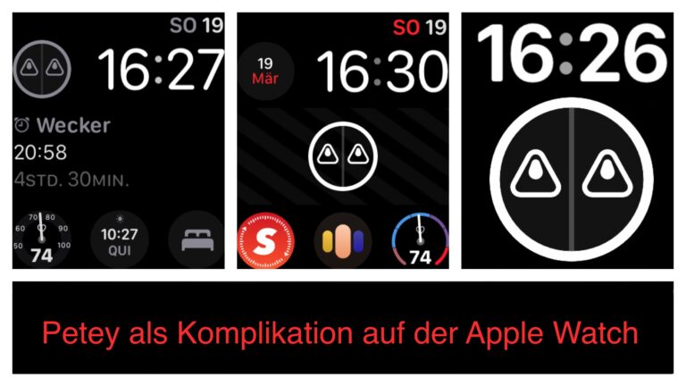 Die App Petey als Komplikation auf der Apple Watch