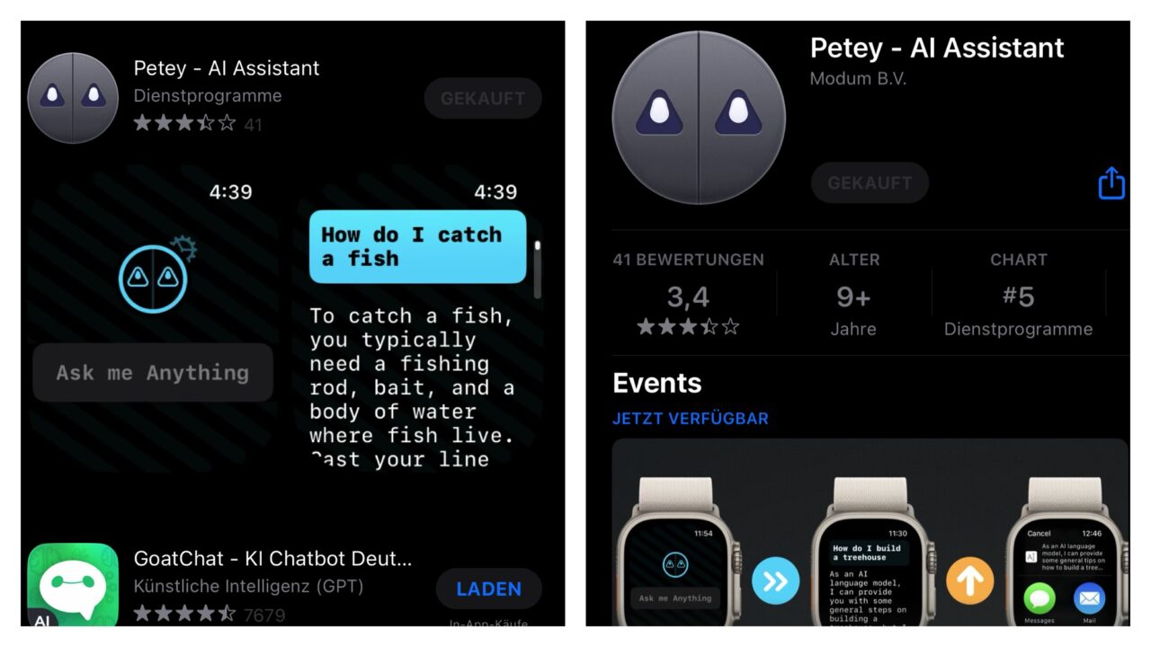 Petey: ChatGPT auf der Apple Watch