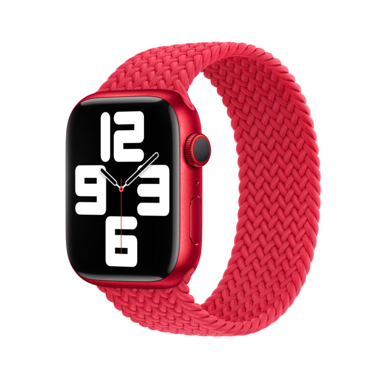 Auch wenn im Solo Loop für die Apple Watch Silikon verwendet wird, handelt es sich schon um ein geflochtenes Stoffband. (Foto: Apple)