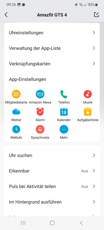 Bei den App-Einstellungen schaltest du Funktionen wie Telefonie und Alexa ab. (Screenshot)
