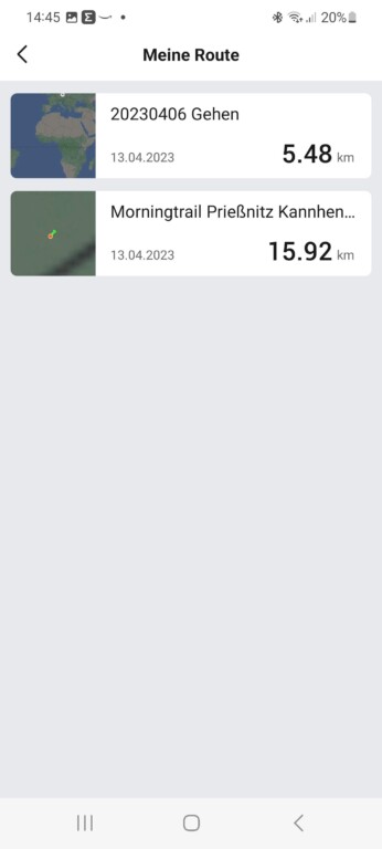 Du findest den Track jetzt in der Zepp-App unter "Meine Route". (Screenshot)