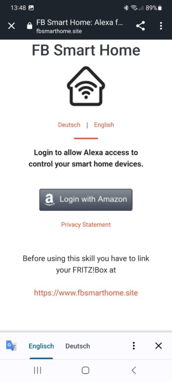 Verbinde dich mit deinem Alexa-Konto. (Screenshot)