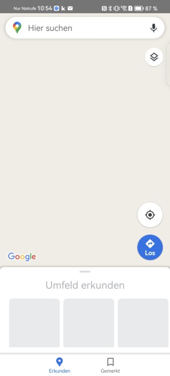 Google Maps läuft dann im Prinzip, zeigt aber nichts an.