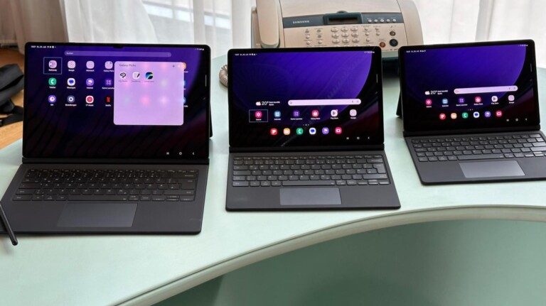Von links nach rechts: Samsung Galaxy Tab S9 Ultra, S9+ und S9