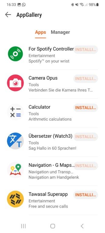 Attraktiv ist der Store für deine Smartwatch nicht präsentiert, aber hier findest du alle verfügbaren Anwendungen. (Screenshot)