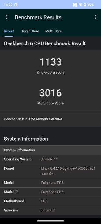 Fairphone 5 Test Geekbench 6 Gesamtscore