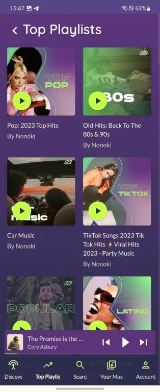 Nonoki Android App Top Playlists