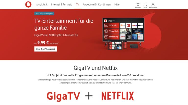 Vodafone GigaTV und Netflix
