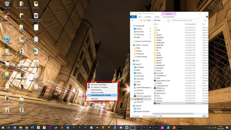 Shortcut erstellen in Windows 10