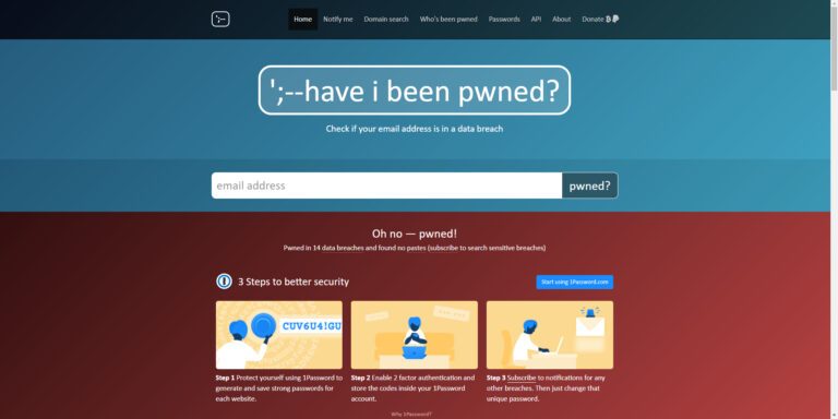 HaveIBeenPwned mit Breach-Meldungen