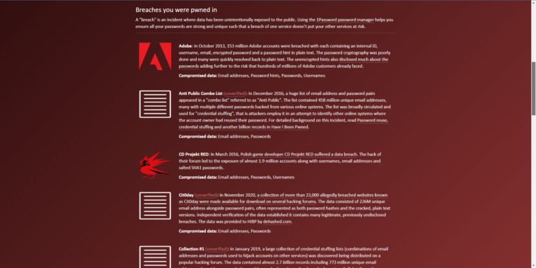 Breaches HaveIBeenPwned