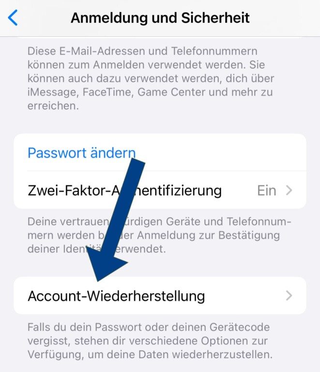 Account Wiederherstellung
