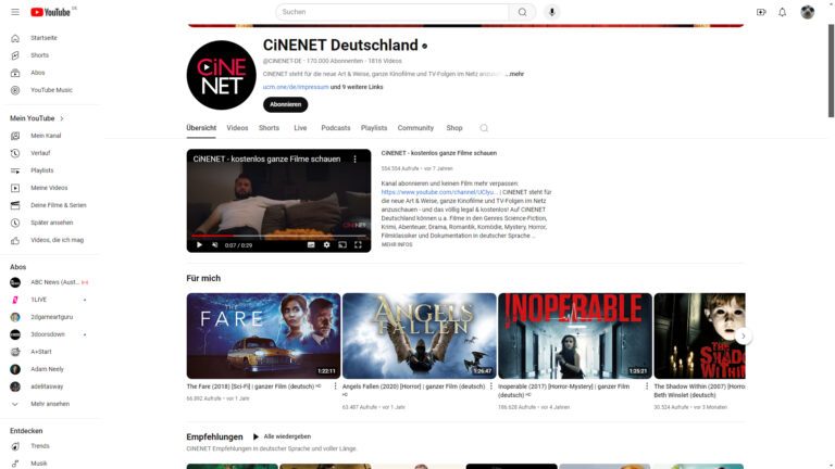 Cinenet Deutschland auf YouTube