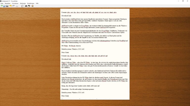 FocusWriter - Alternative zu Microsoft WordPad