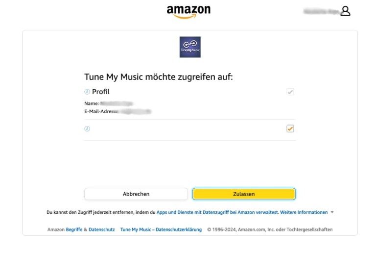 Amazon Music Zustimmung