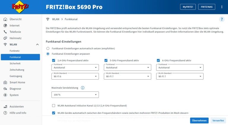 Du kannst individuell programmieren, welche Wi-Fi-Version zum Einsatz kommen soll. (Screenshot)