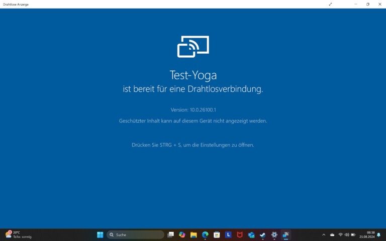 Der Laptop ist bereit. (Screenshot)