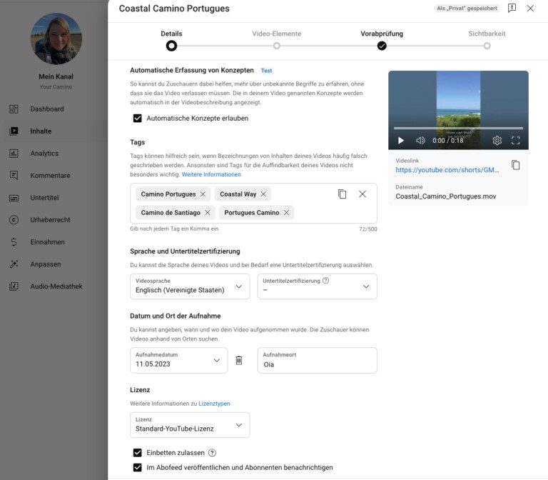 Youtube Video hochladen Details eintragen 3