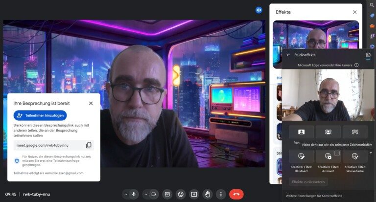 Live-Anzeige bei Google Meet. (Screenshot)