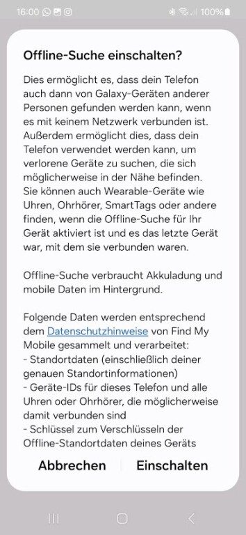 Auch das Offline-Finden ist möglich, wenn dein Gerät das unterstützt. (Screenshot)